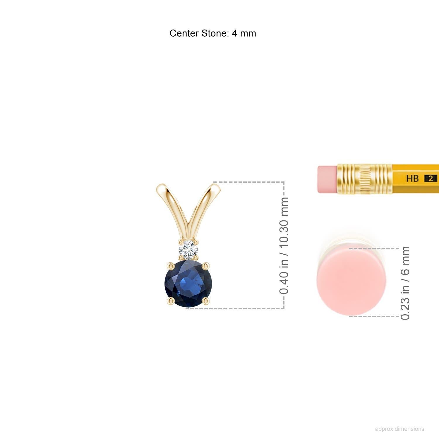 Angara Natürlicher Runder Blauer Saphir Diamant Solitär Anhänger in 14K Gelbgold (Rundschliff) im Angebot