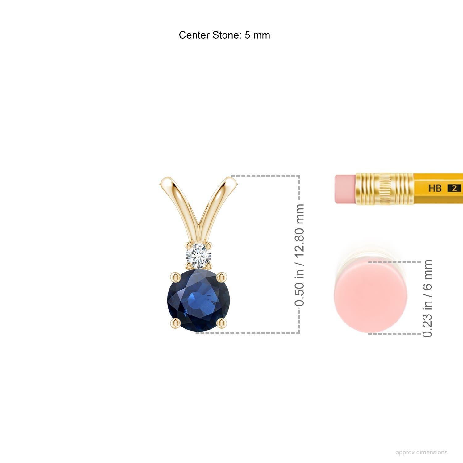 Angara Natürlicher Runder Blauer Saphir Diamant Solitär Anhänger in 14K Gelbgold (Rundschliff) im Angebot