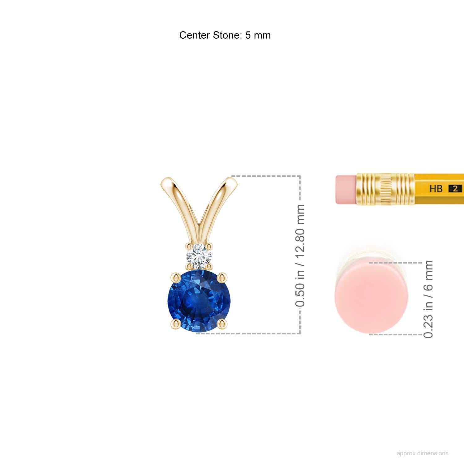 Angara Natürlicher Runder Blauer Saphir Diamant Solitär Anhänger in 14K Gelbgold (Rundschliff) im Angebot