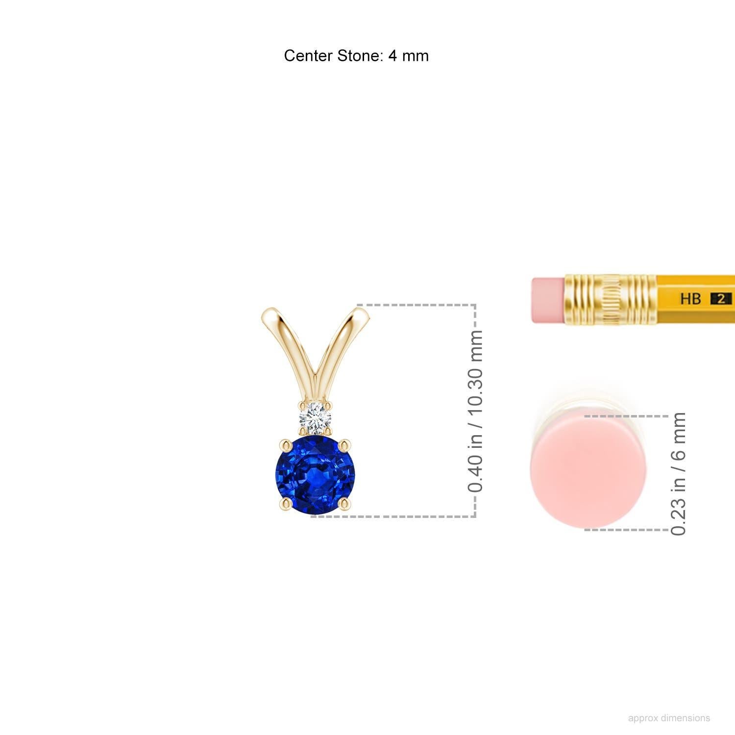 Angara Natürlicher Runder Blauer Saphir Diamant Solitär Anhänger in 14K Gelbgold (Rundschliff) im Angebot