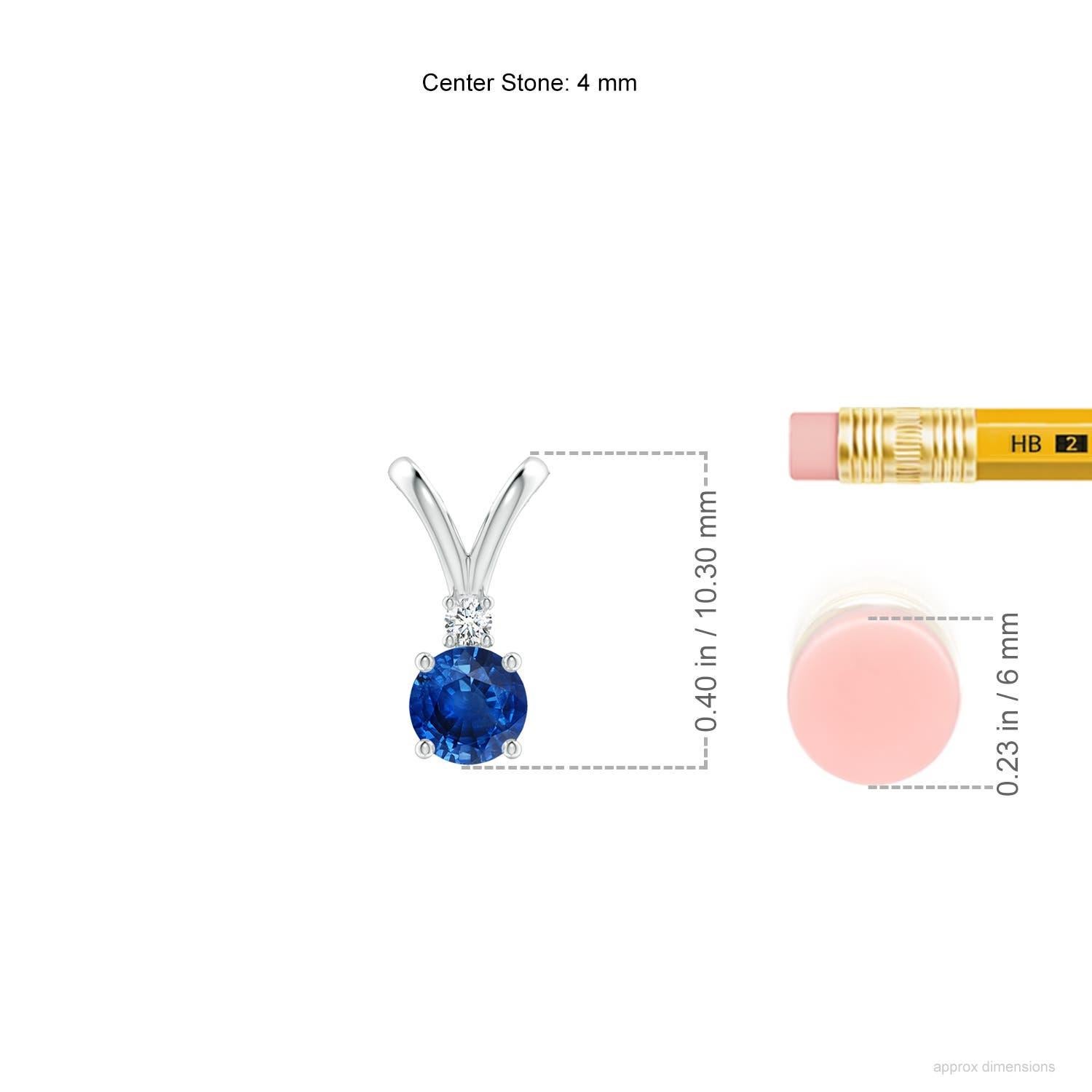 Angara Natürlicher Runder Blauer Saphir Diamant Solitär V-Bale Anhänger aus Platin (Rundschliff) im Angebot