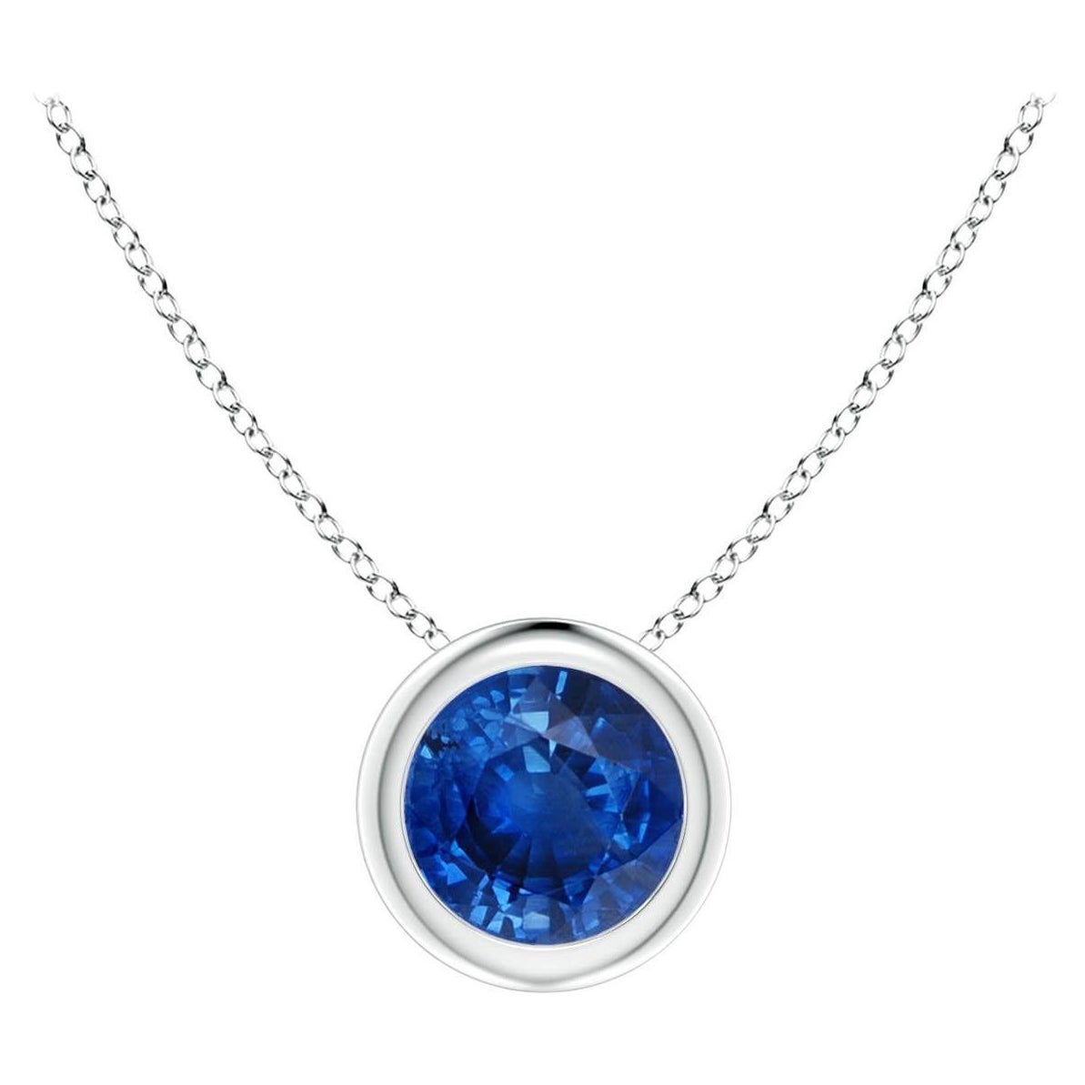 Natürlicher runder blauer Saphir Solitär Anhänger in 14K Weißgold Größe-5mm