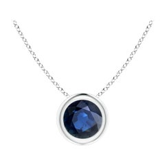 ANGARA Natural Round Blue Sapphire Solitaire Pendant in Platinum for Women