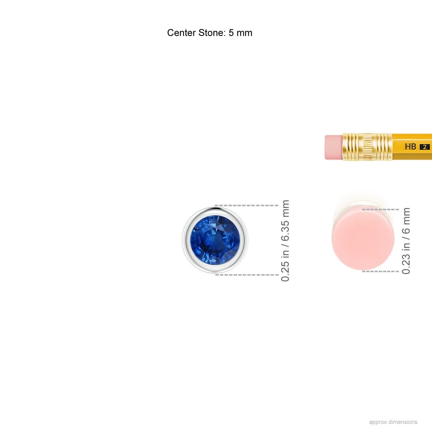 Modern ANGARA Natural Round Blue Sapphire Solitaire Pendant in Platinum for Women For Sale
