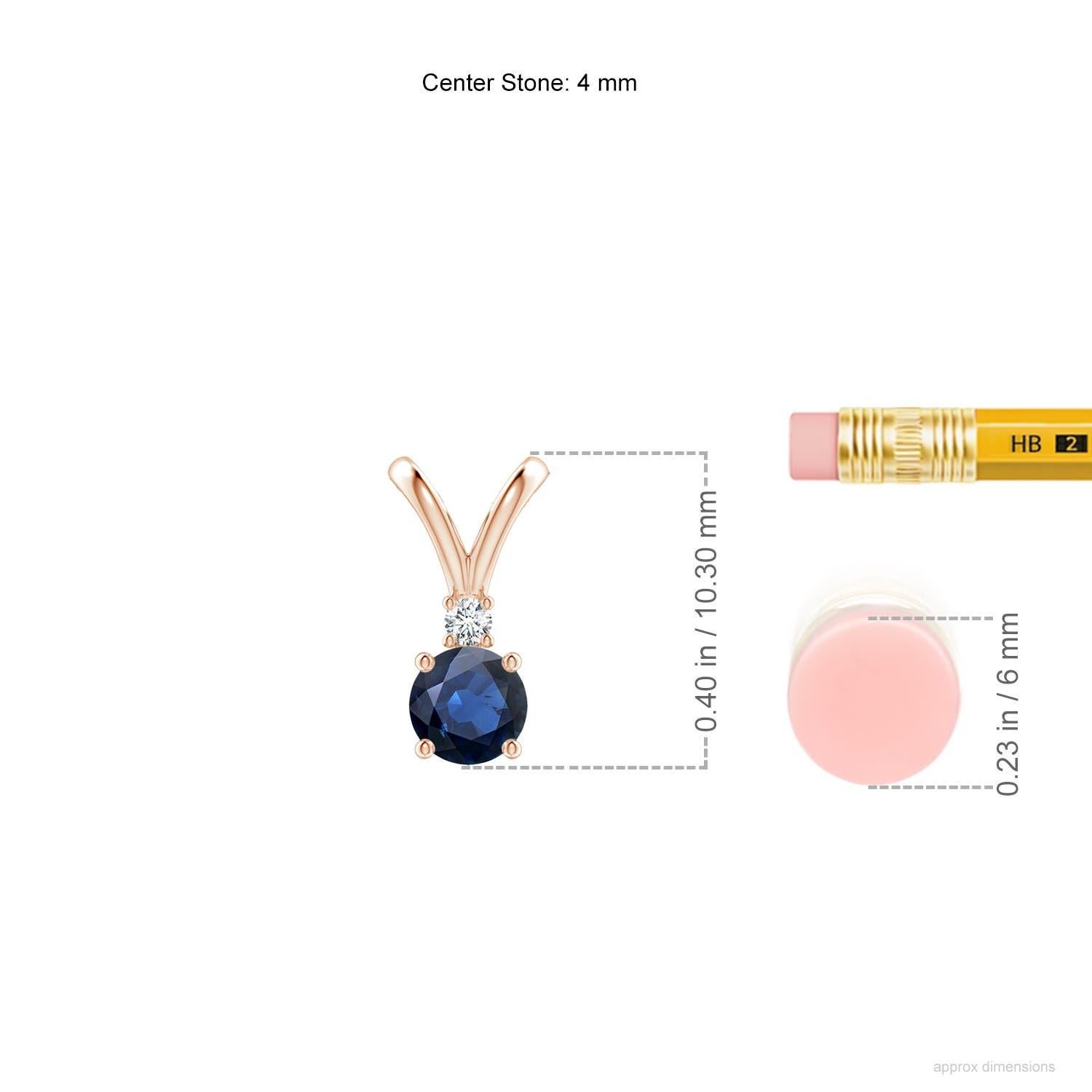 Angara Natürlicher Runder Blauer Saphir Solitär-Anhänger mit Diamant 14K Rose Gold (Rundschliff) im Angebot