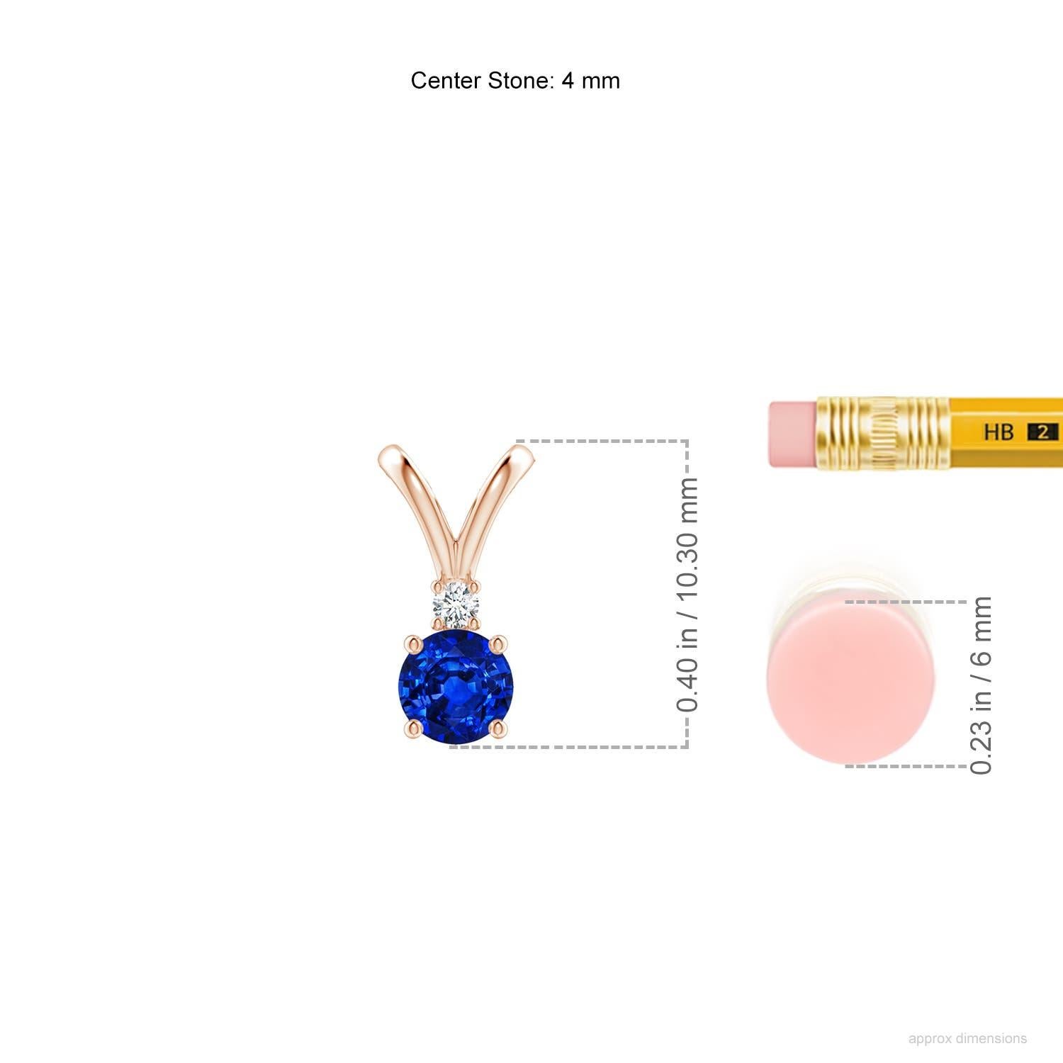 Angara Natürlicher Runder Blauer Saphir Solitär-Anhänger mit Diamant 14K Rose Gold (Rundschliff) im Angebot