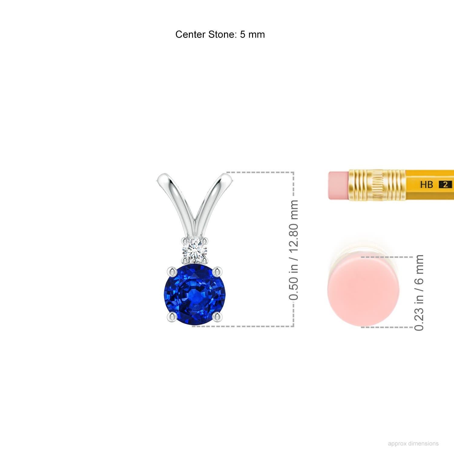 Angara Natürlicher Runder Blauer Saphir Solitär-Anhänger mit Diamant aus Platin (Rundschliff) im Angebot