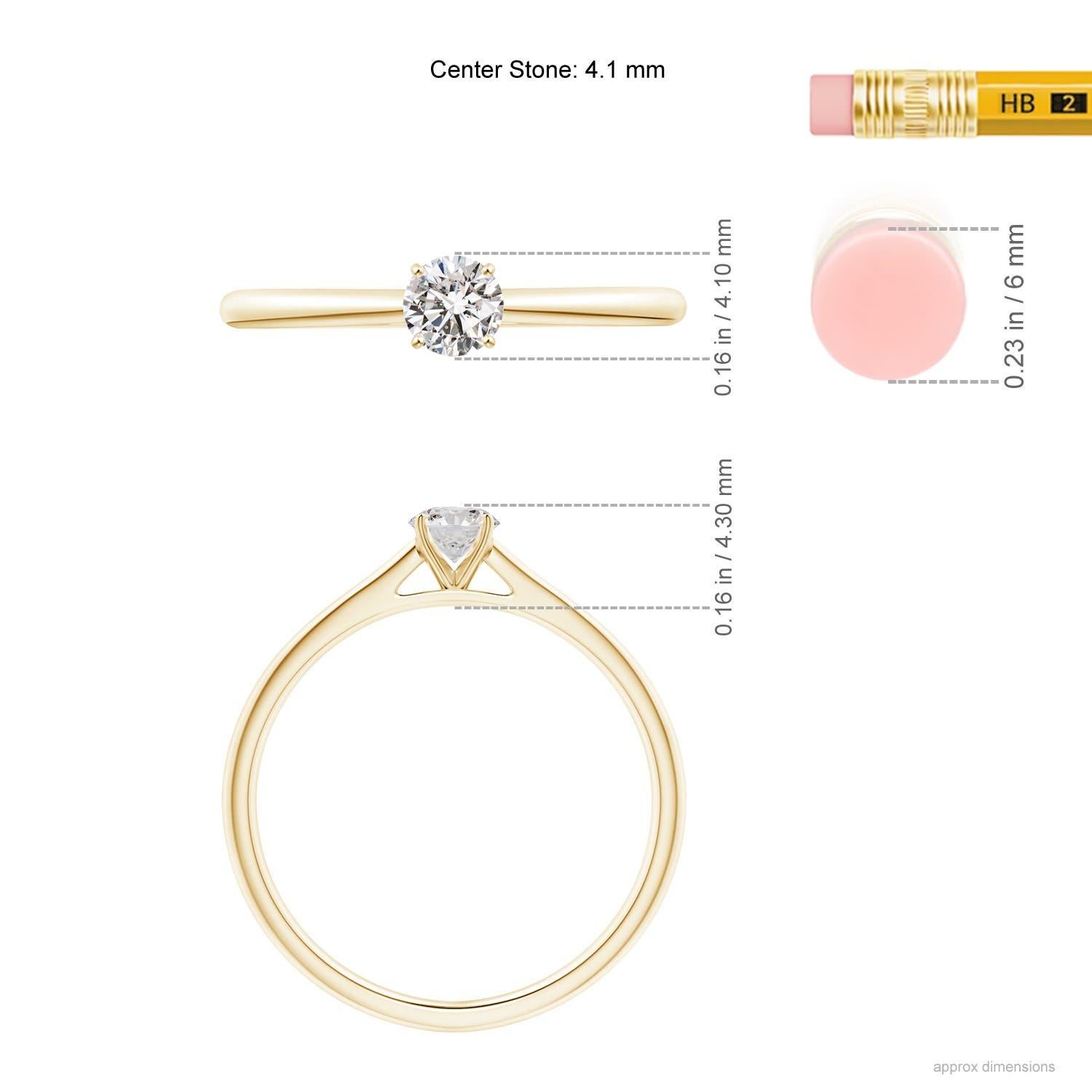 Angara Natürlicher runder Diamant Kathedrale Solitär Verlobungsring in 14K Gold Damen im Angebot