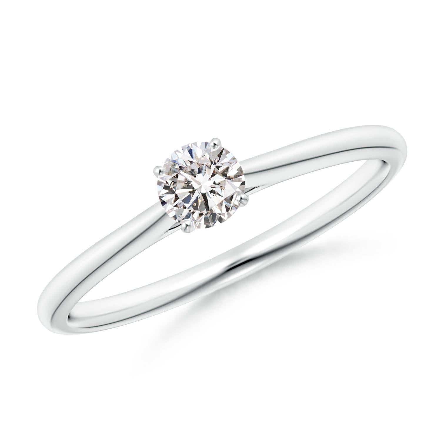Angara Natürlicher runder Diamant Kathedrale Solitär Verlobungsring in 14K Gold im Angebot 1