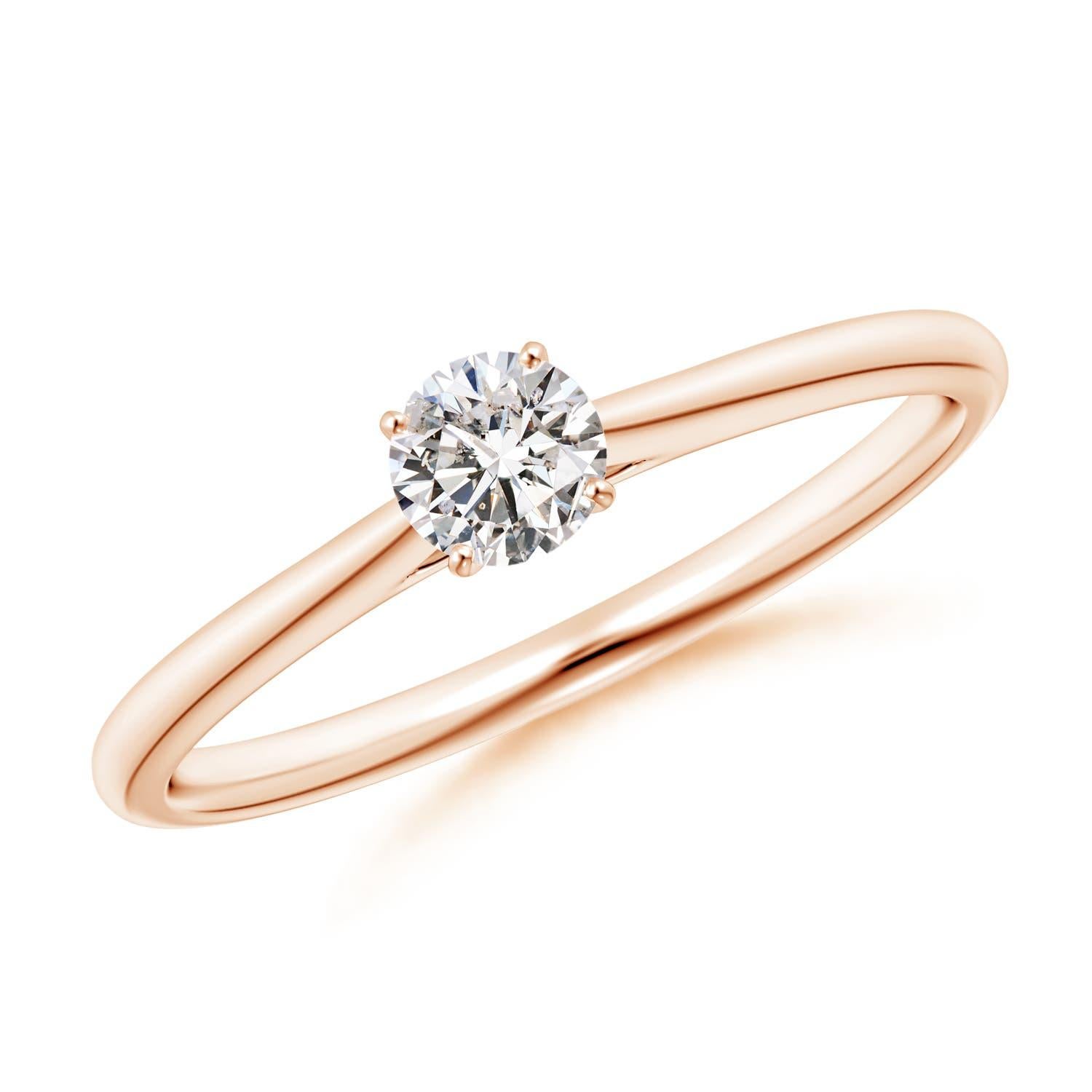 Angara Natürlicher runder Diamant Kathedrale Solitär Verlobungsring in 14K Gold im Angebot 2