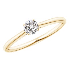 Angara Natürlicher runder Diamant Kathedrale Solitär Verlobungsring in 14K Gold