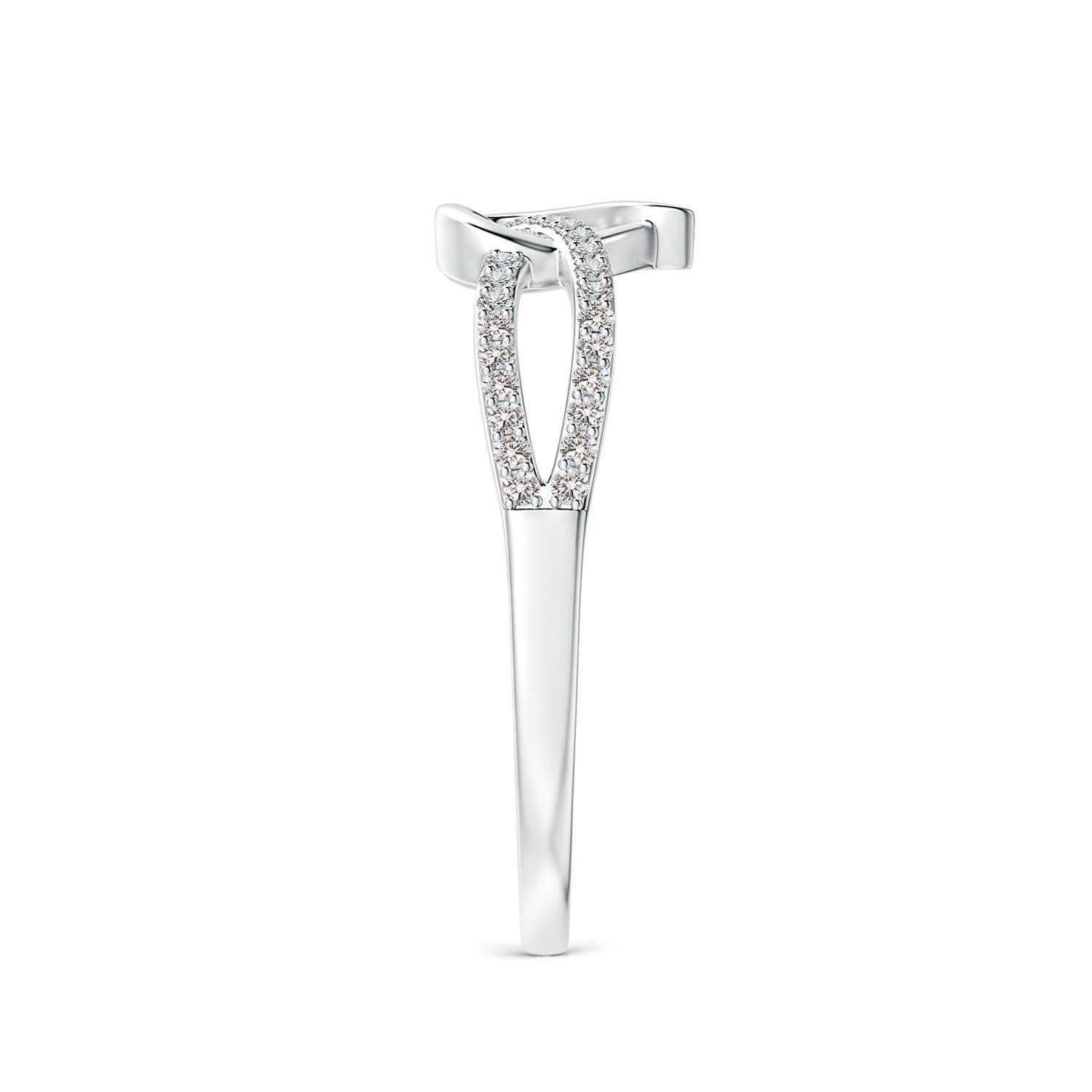 Donna Anello Promessa con cuore incrociato di diamanti tondi naturali di Angara in oro massiccio 14K in vendita