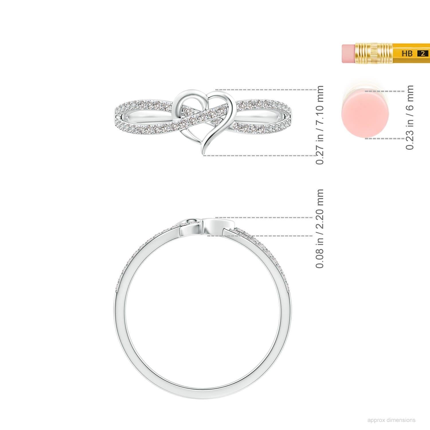 Anello Promessa con cuore incrociato di diamanti tondi naturali di Angara in oro massiccio 14K in vendita 2