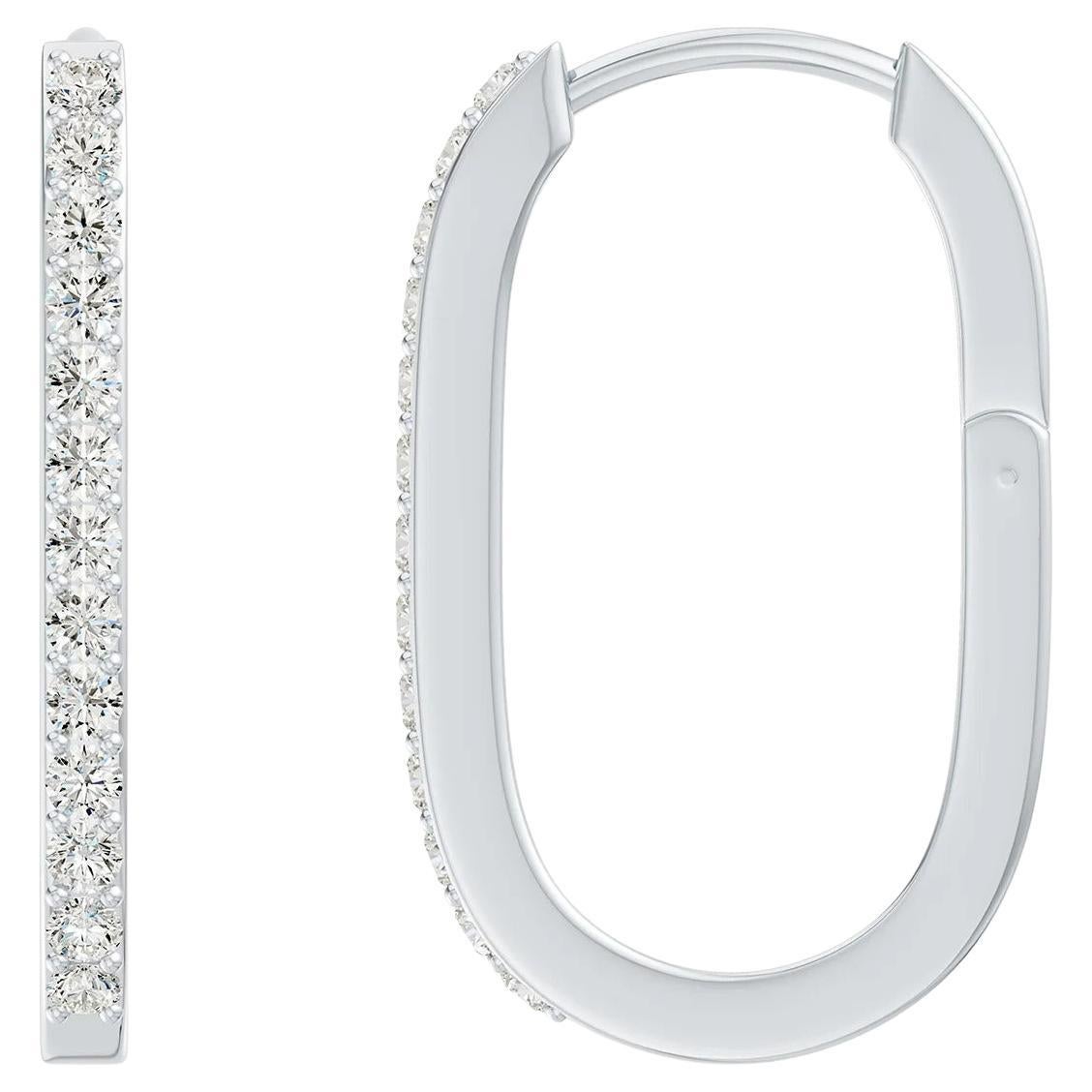 Angara - Orecchini a cerchio geometrici con diamanti tondi naturali in oro bianco 14K per donna in vendita