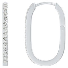 Angara Natural Round Diamond Geometric Hoop Earrings in 14K White Gold For Women