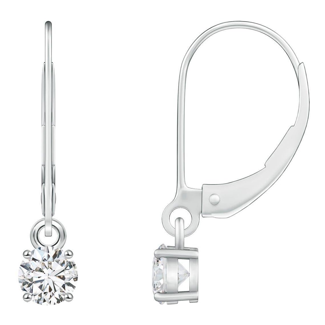 Boucles d
oreilles à levier en or massif 14 carats avec diamant rond naturel Angara pour femmes