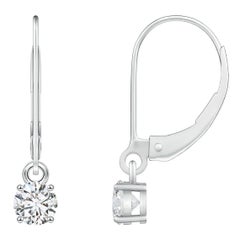Boucles d
oreilles à levier en or massif 14 carats avec diamant rond naturel Angara pour femmes