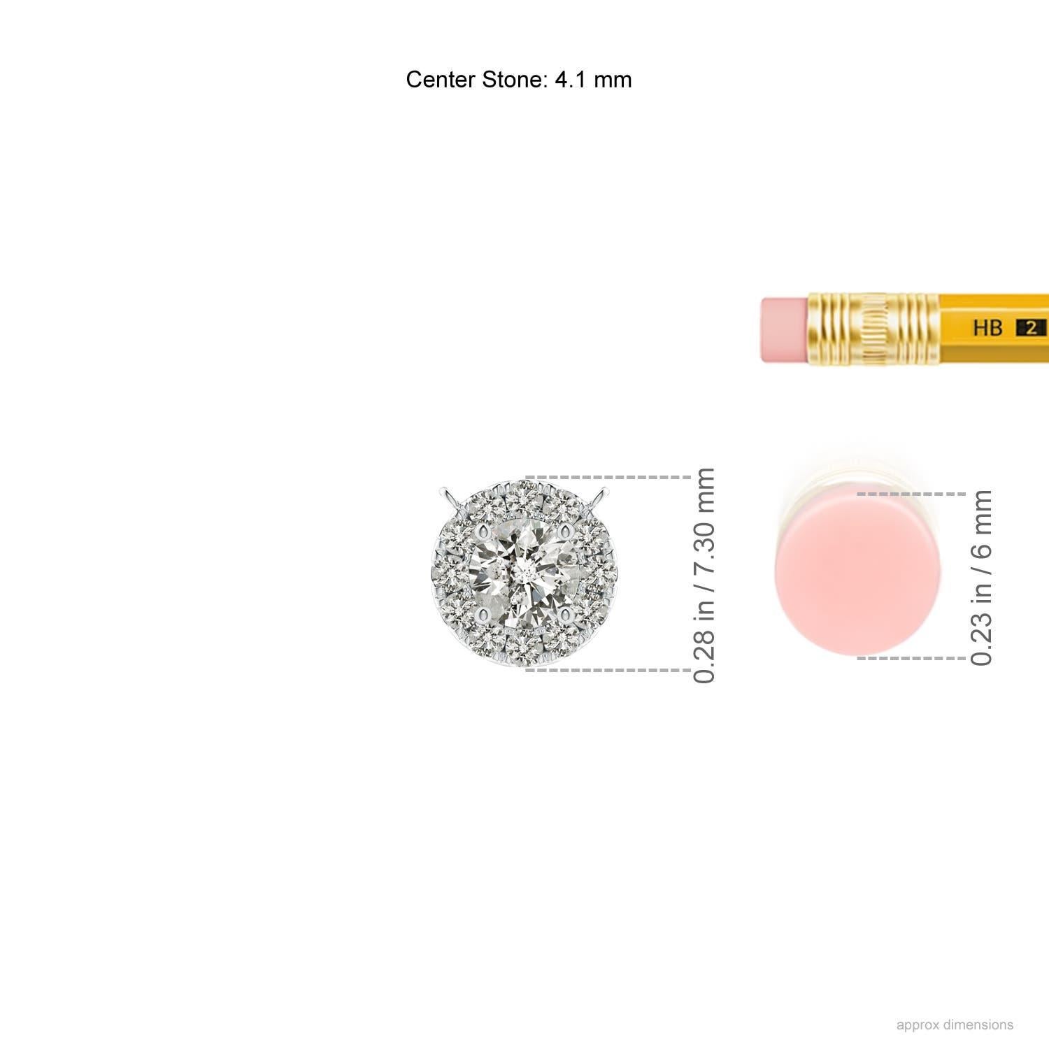 Round Cut Angara Natural Round Diamond Necklace with Halo in 14K White Gold for Women For Sale