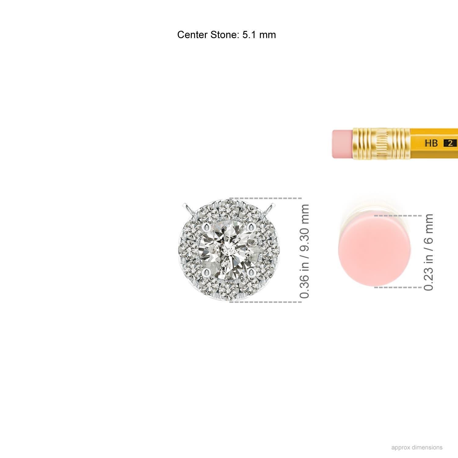 Round Cut Angara Natural Round Diamond Necklace with Halo in 14K White Gold for Women For Sale