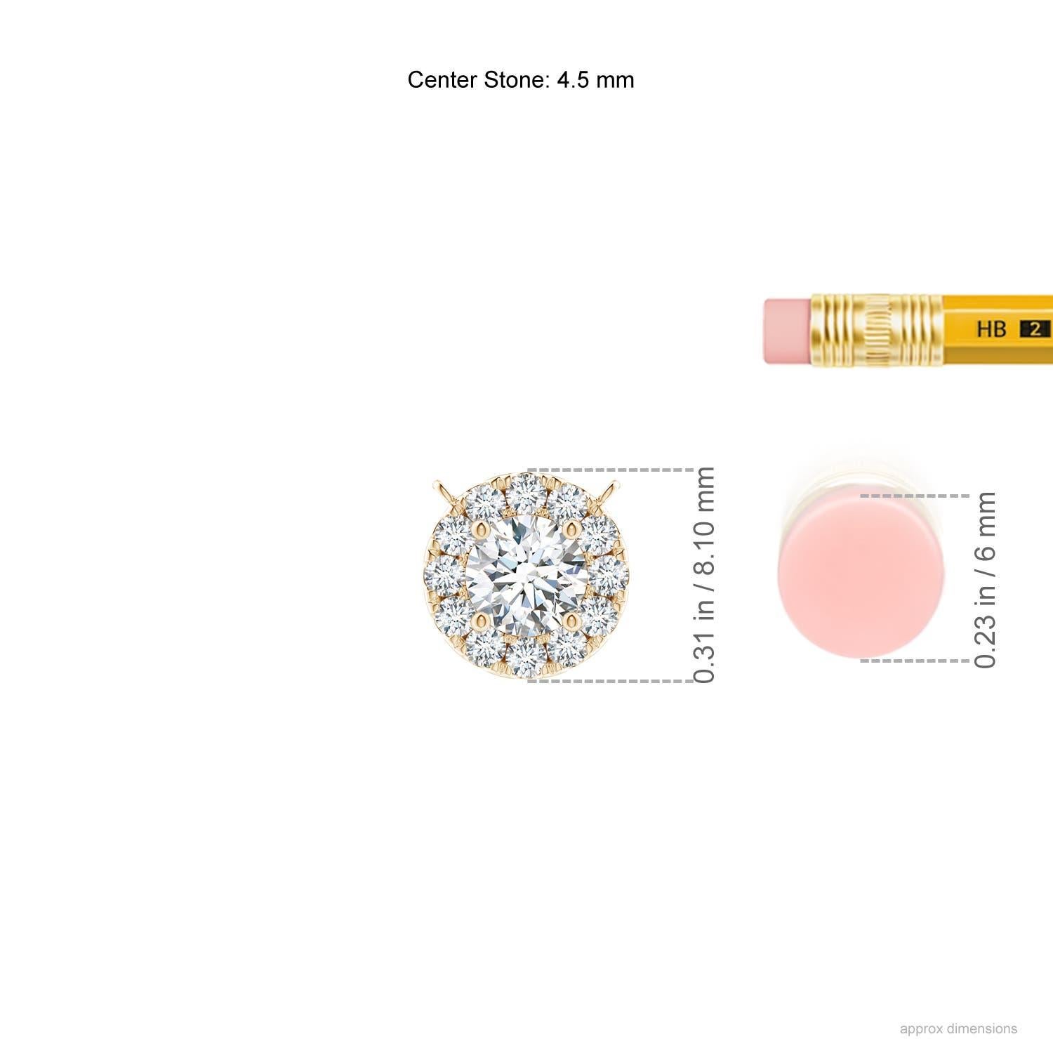Round Cut Angara Natural Round Diamond Necklace with Halo in 14K Yellow Gold for Women For Sale