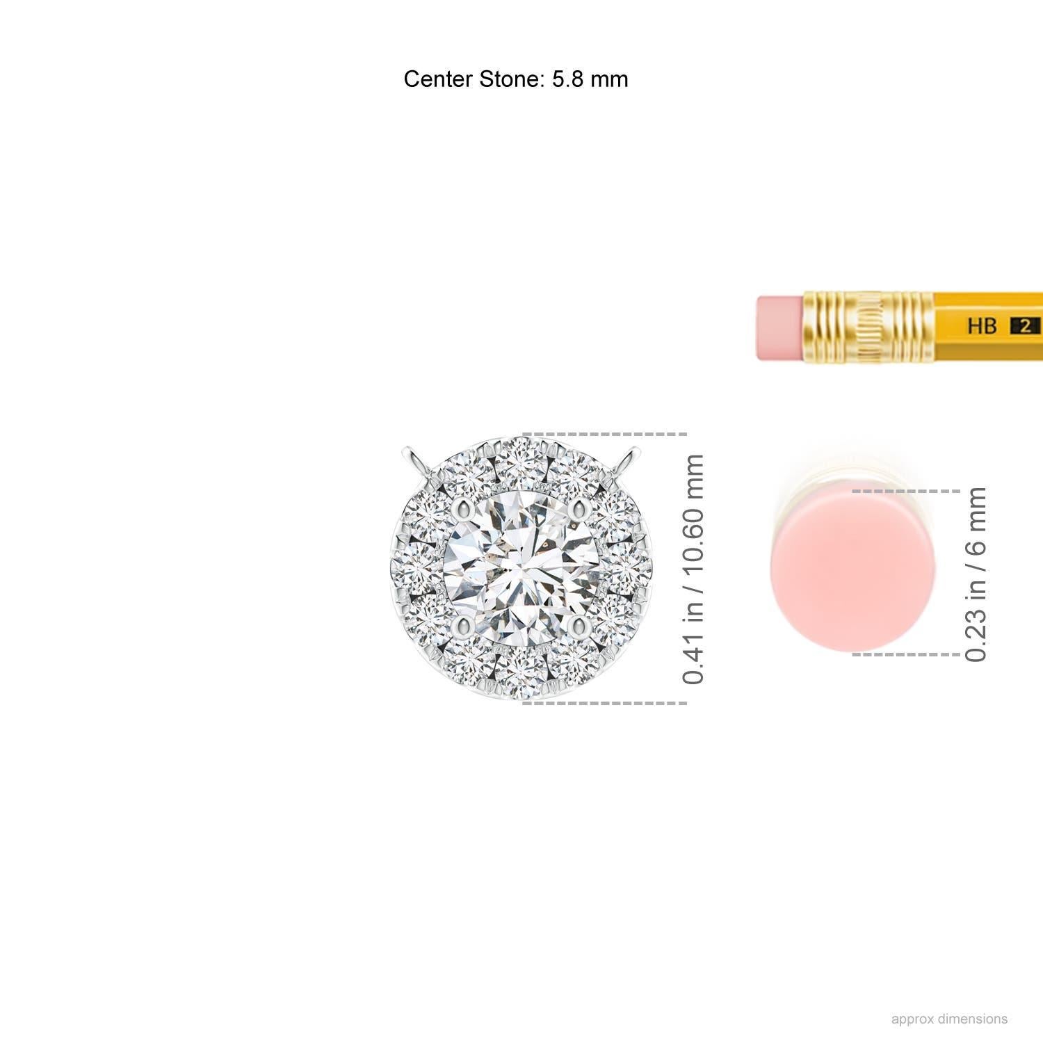 Round Cut Angara Natural Round Diamond Necklace with Halo in Platinum for Women For Sale