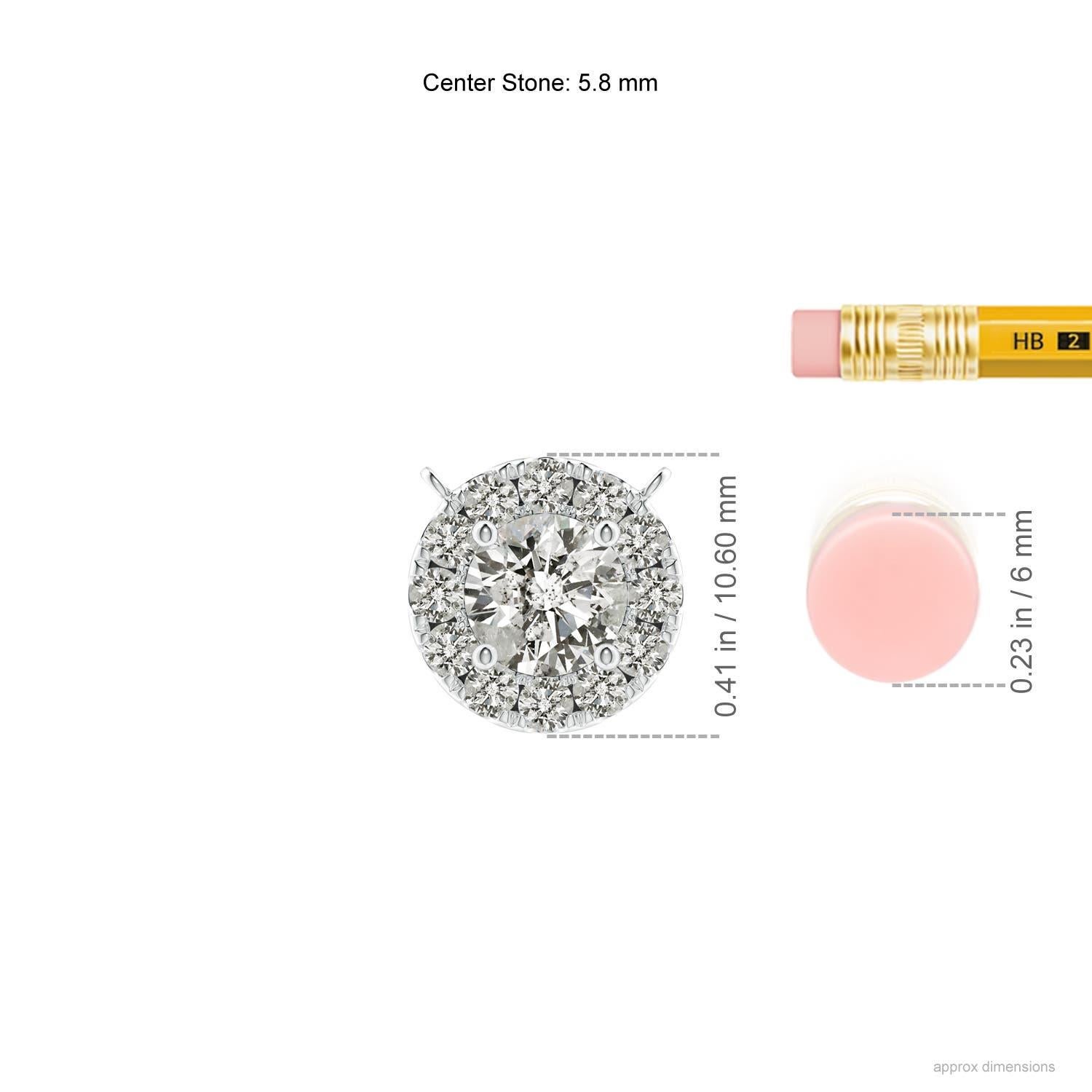 Round Cut Angara Natural Round Diamond Necklace with Halo in Platinum for Women For Sale