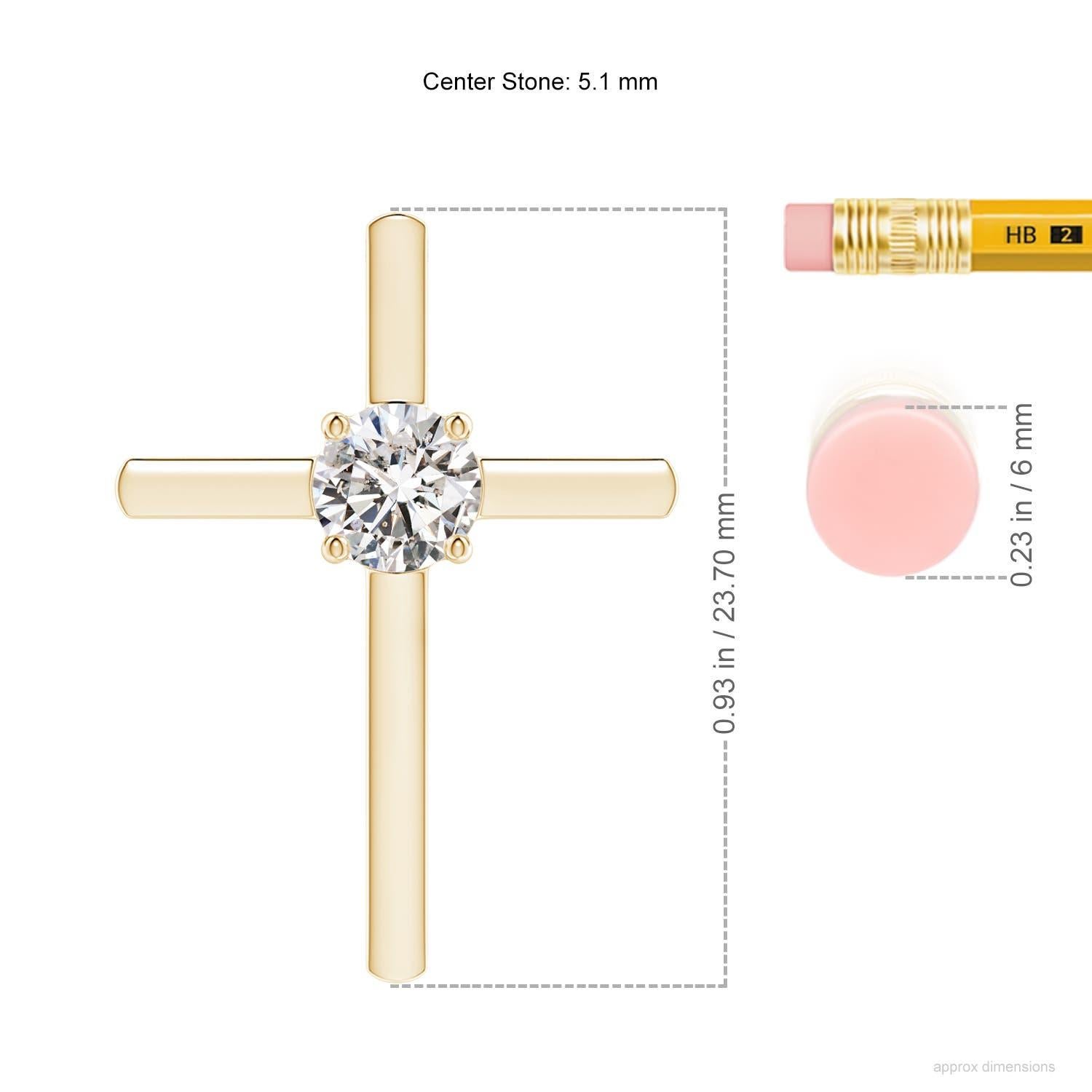 Angara Natural Round Diamond Solitär Kreuz Anhänger in 14K Gelbgold (Rundschliff) im Angebot