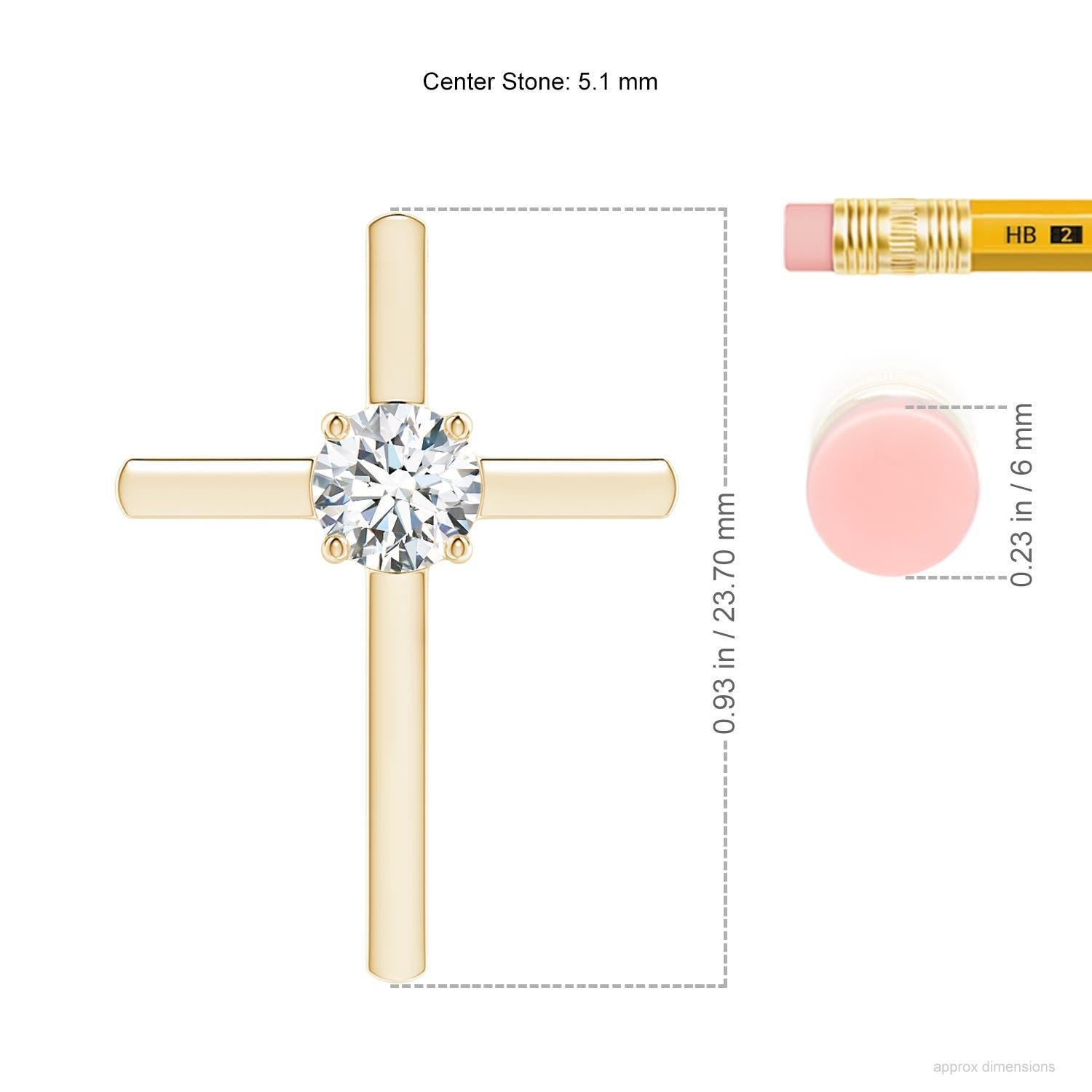 Angara Natural Round Diamond Solitär Kreuz Anhänger in 14K Gelbgold (Rundschliff) im Angebot