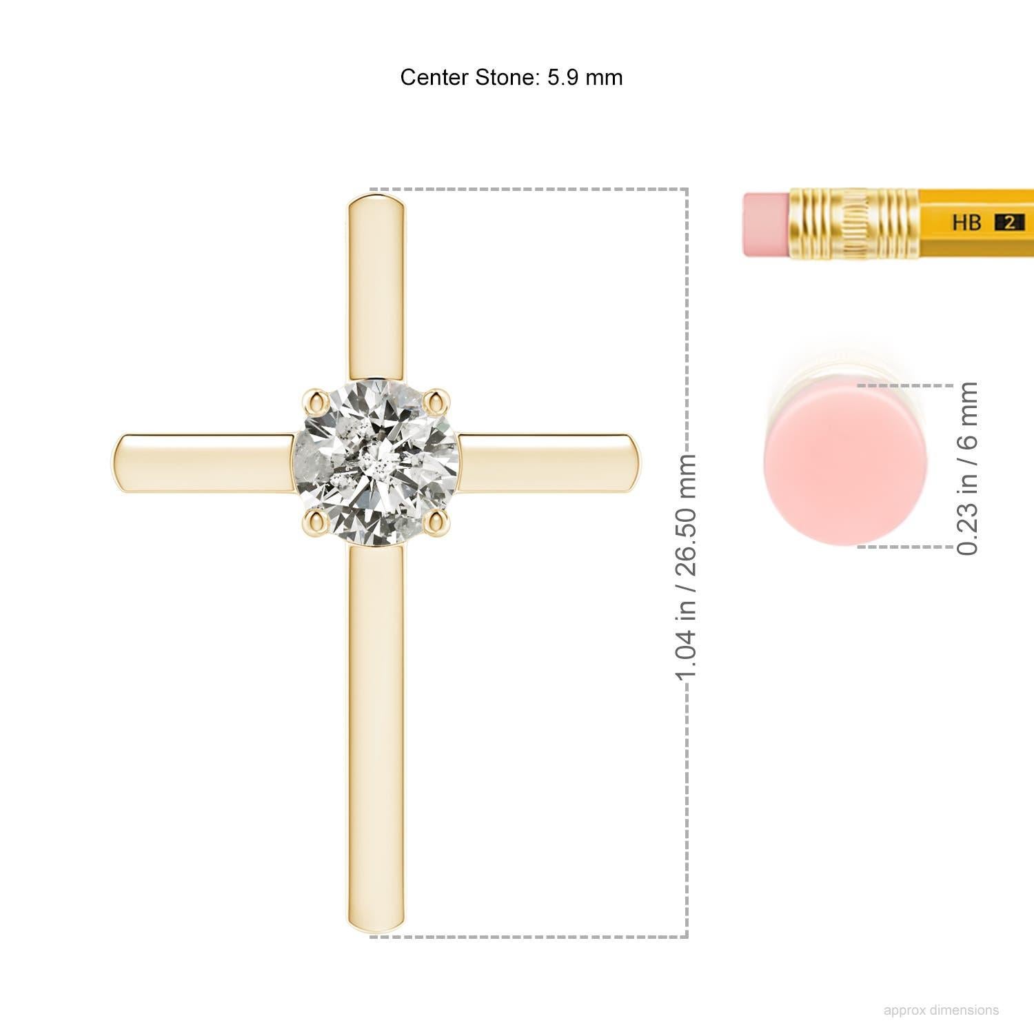 Angara Natural Round Diamond Solitär Kreuz Anhänger in 14K Gelbgold (Rundschliff) im Angebot