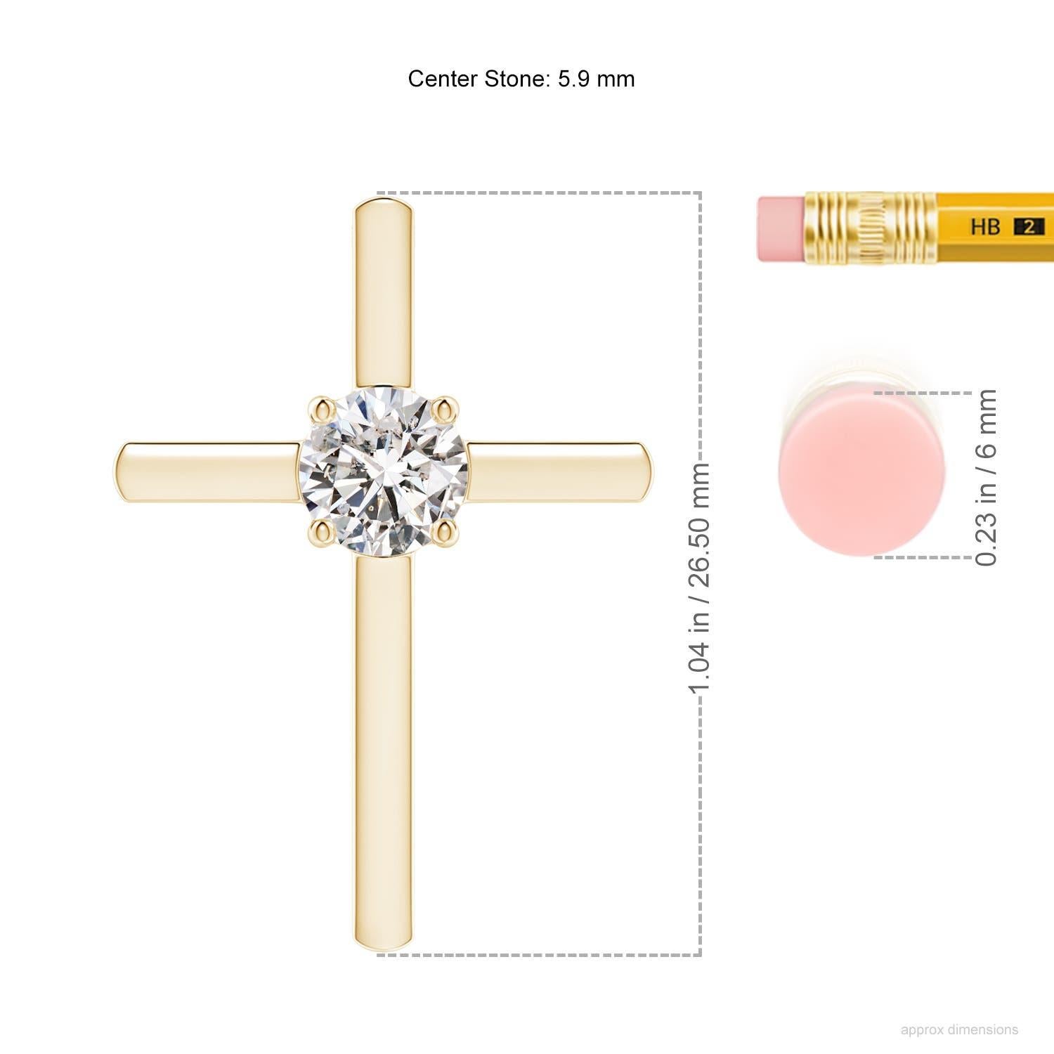 Angara Natural Round Diamond Solitär Kreuz Anhänger in 14K Gelbgold (Rundschliff) im Angebot