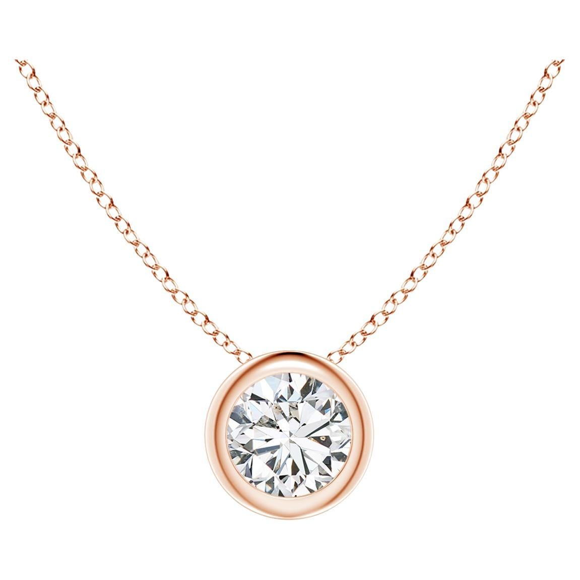 ANGARA Natural Round 0.25ct Diamond Solitaire Pendant in 14K Rose Gold For Sale