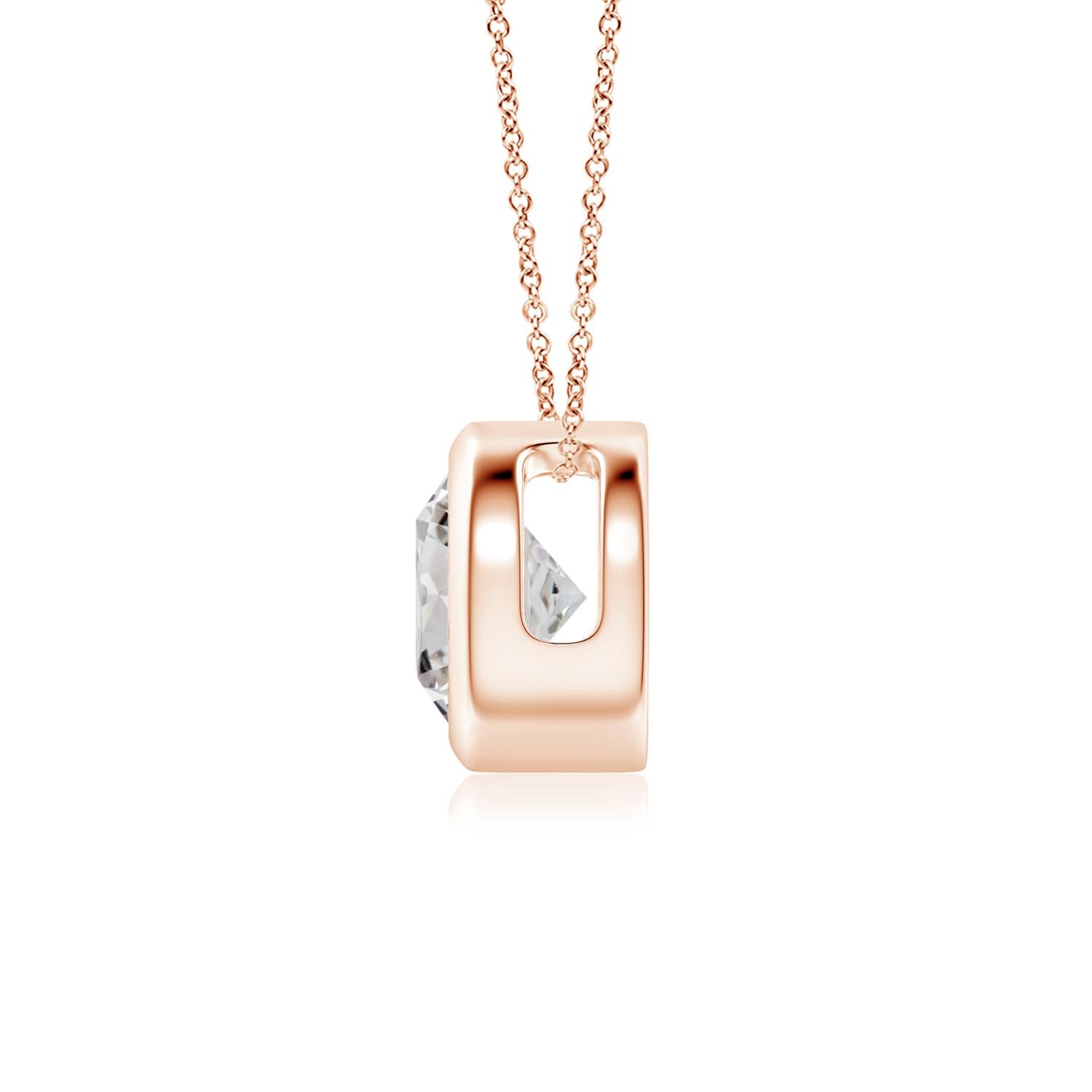 Round Cut ANGARA Natural Round 0.75ct Diamond Solitaire Pendant in 14K Rose Gold For Sale