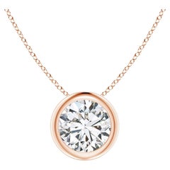 ANGARA Pendentif solitaire en or rose 14 carats avec diamants ronds naturels de 0,75 carat