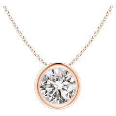 ANGARA Natural Round 0.75ct Diamond Solitaire Pendant in 14K Rose Gold