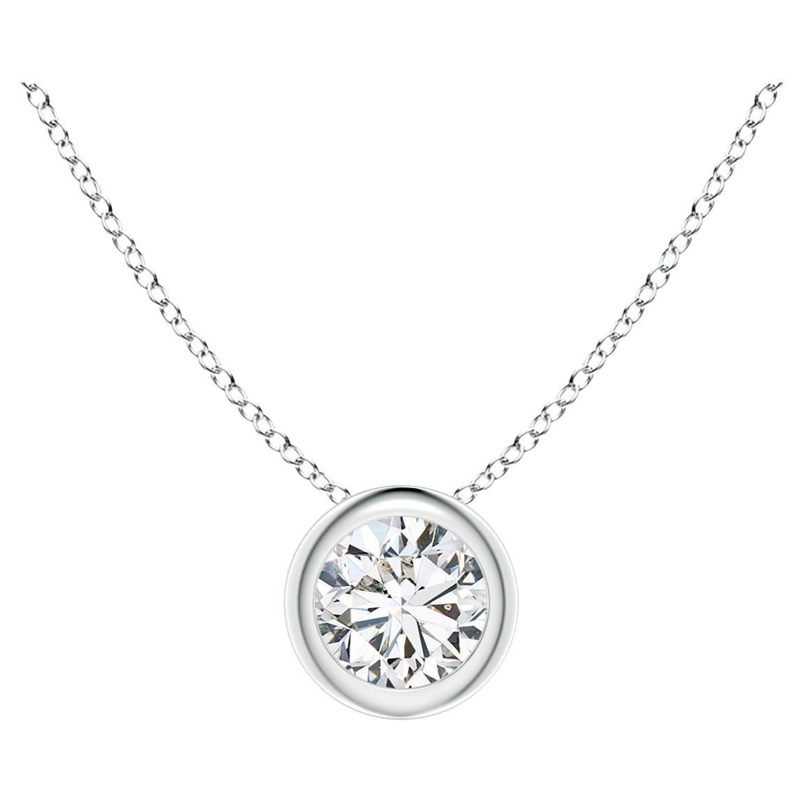 ANGARA Natural Round 0.25ct Diamond Solitaire Pendant in 14K White Gold For Sale