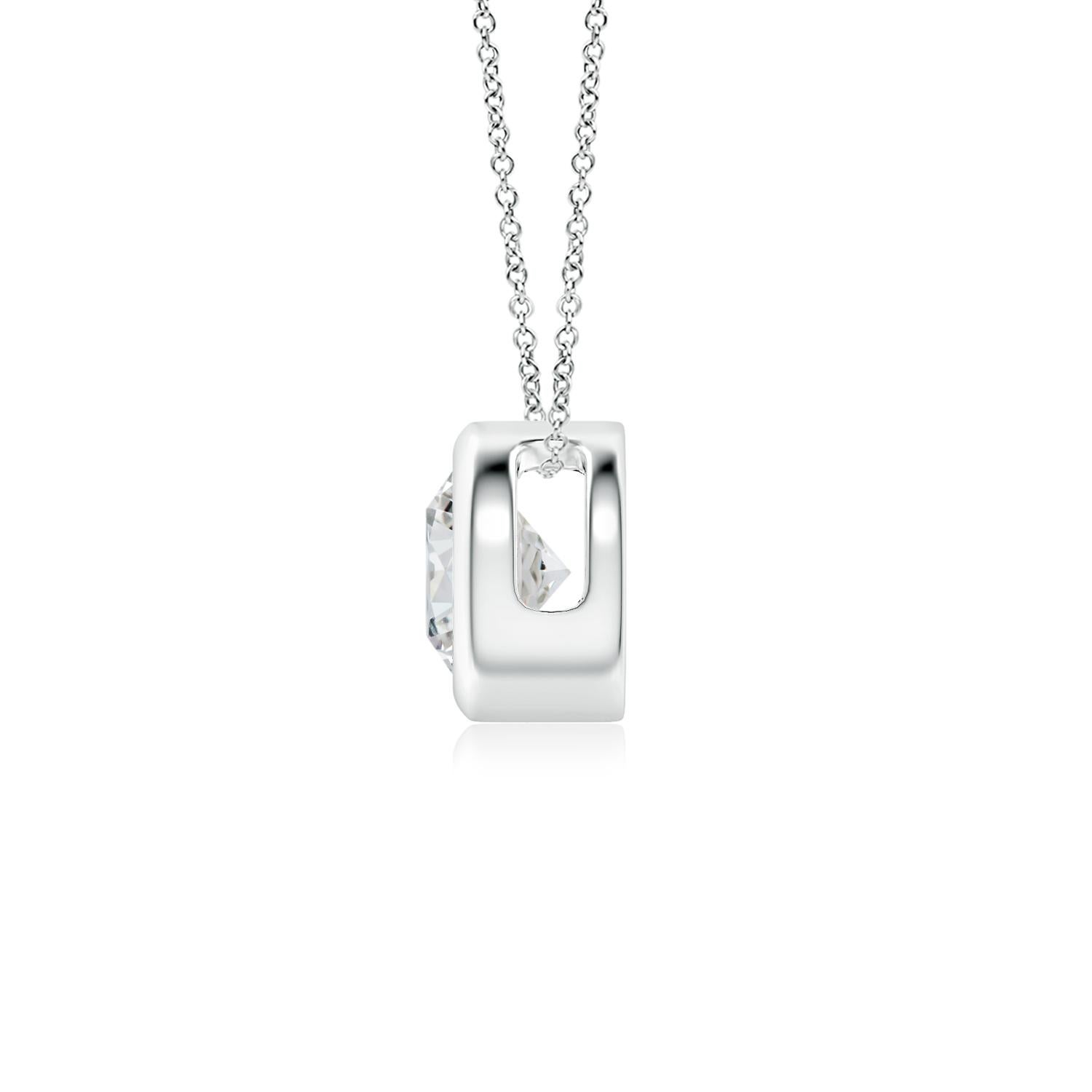 Round Cut ANGARA Natural Round 0.5ct Diamond Solitaire Pendant in 14K White Gold For Sale