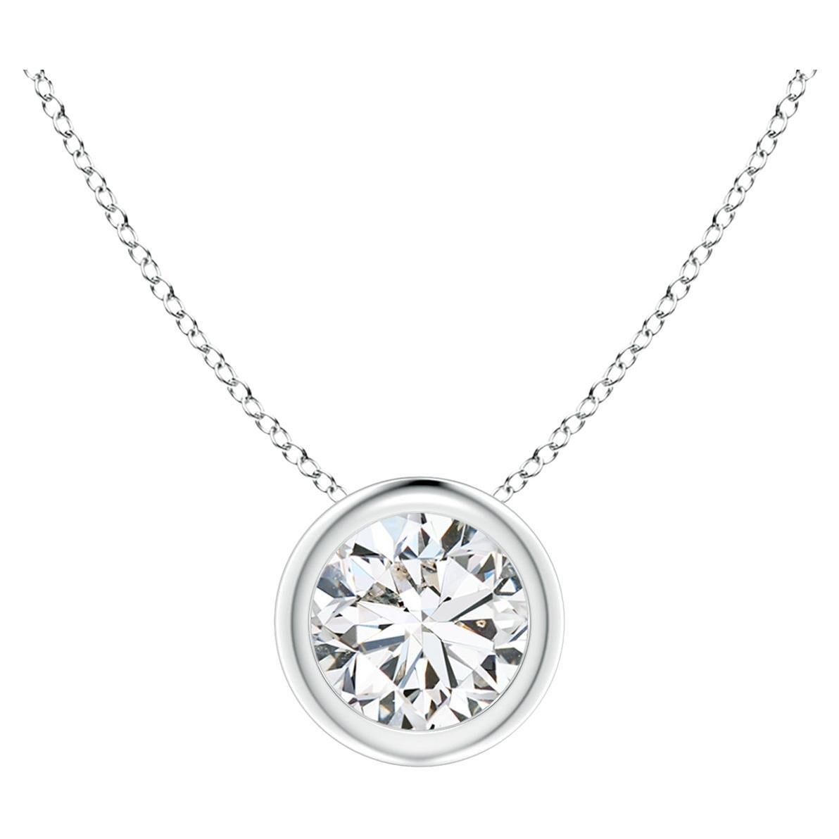 ANGARA Natural Round 0.5ct Diamond Solitaire Pendant in 14K White Gold For Sale