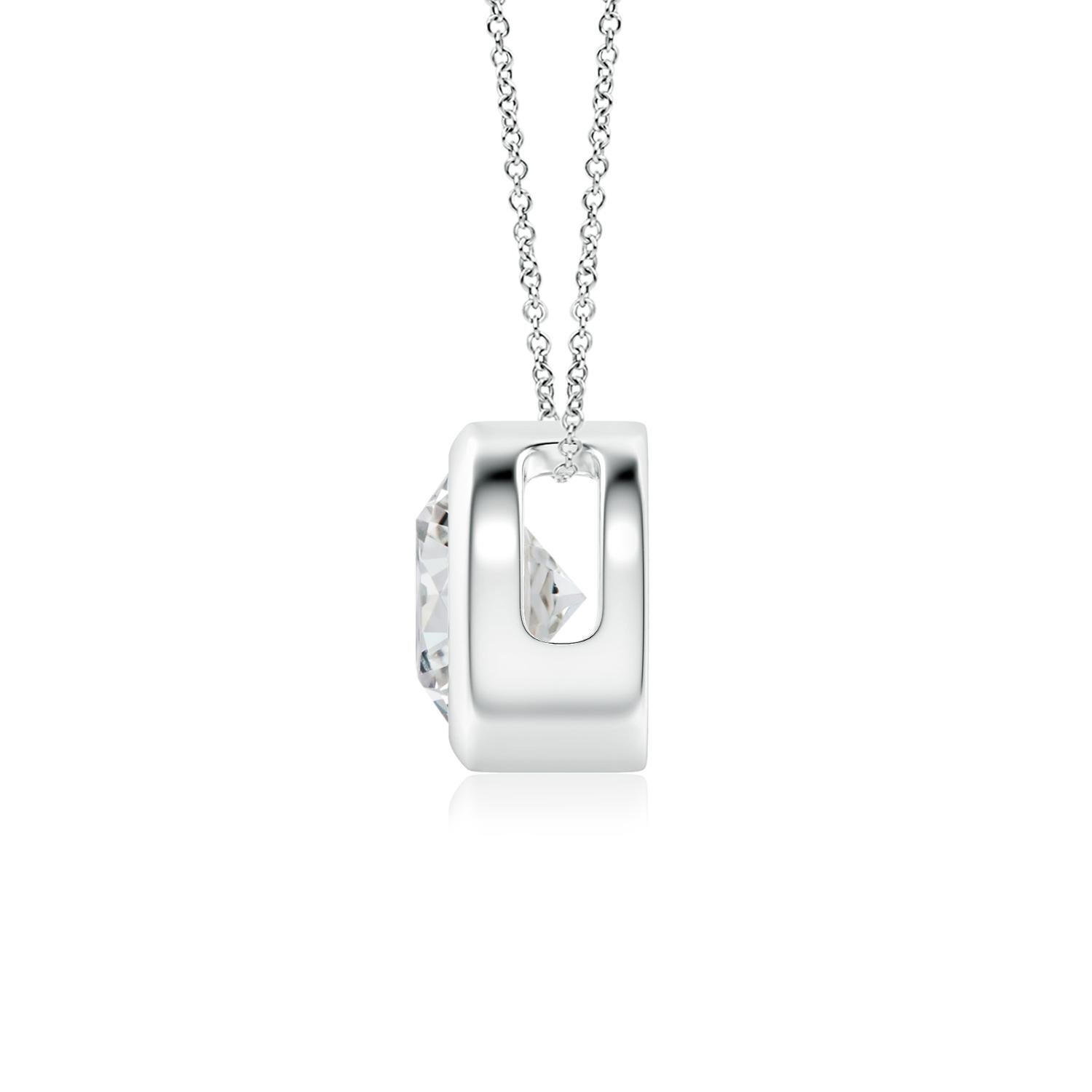 Round Cut ANGARA Natural Round 0.75ct Diamond Solitaire Pendant in 14K White Gold For Sale