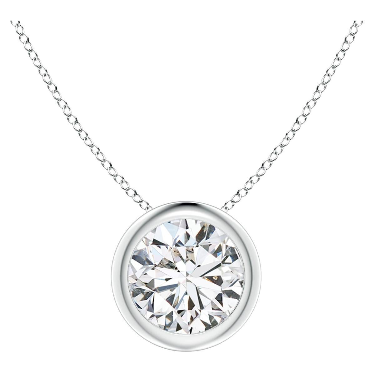 ANGARA Natural Round 0.75ct Diamond Solitaire Pendant in 14K White Gold For Sale