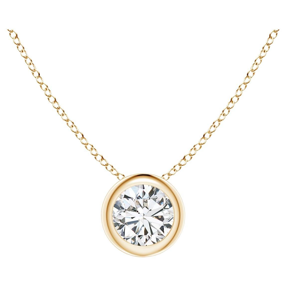 ANGARA Natural Round 0.25ct Diamond Solitaire Pendant in 14K Yellow Gold For Sale