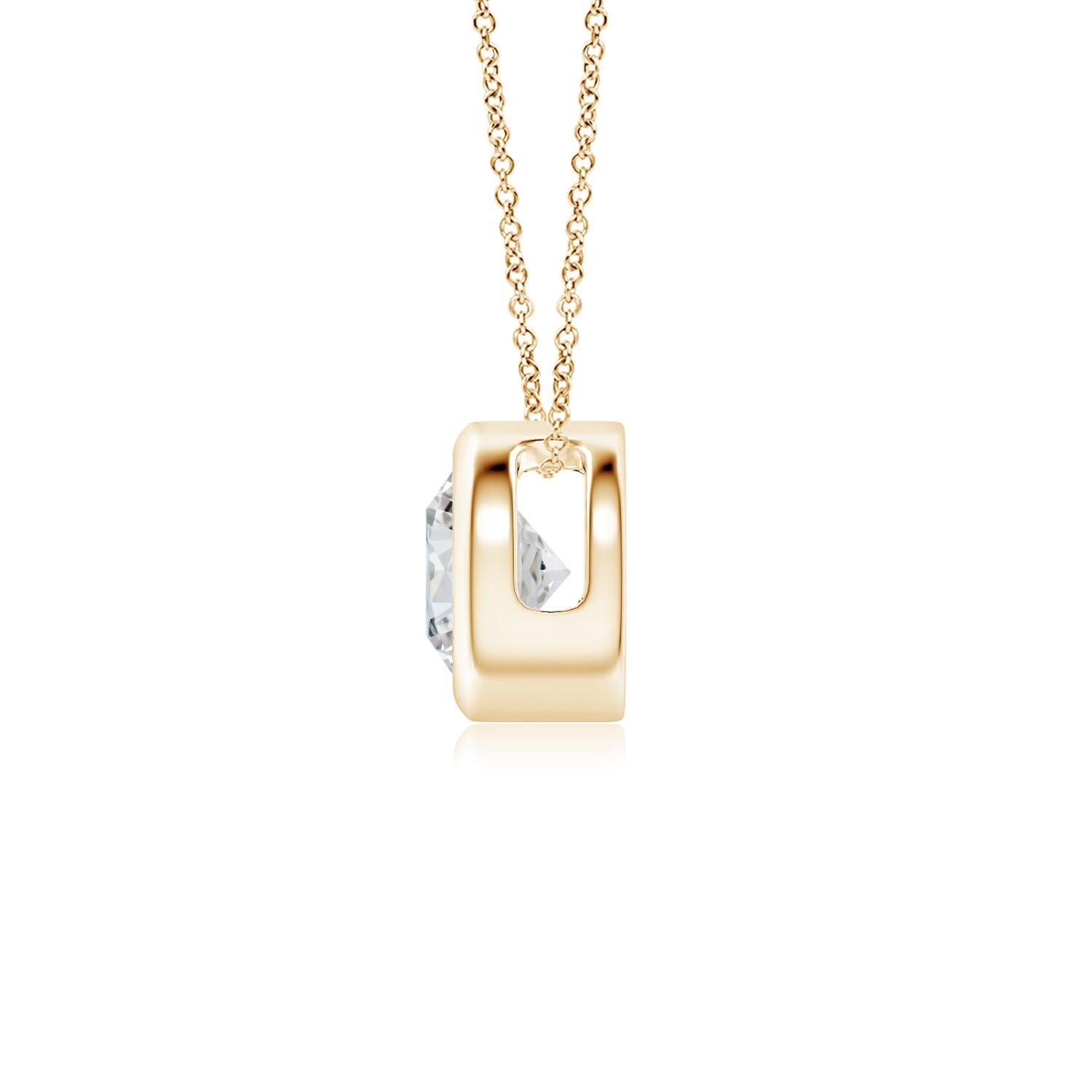Taille ronde ANGARA Pendentif solitaire en or jaune 14 carats avec diamants ronds naturels de 0,5 carat en vente