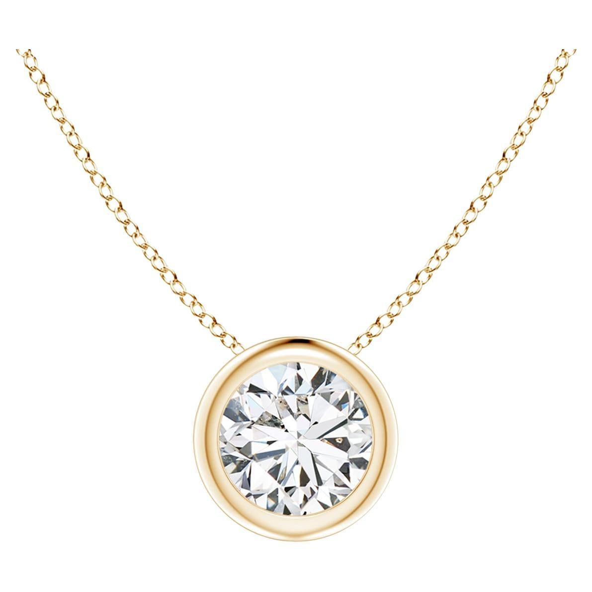 ANGARA Natural Round 0.5ct Diamond Solitaire Pendant in 14K Yellow Gold For Sale