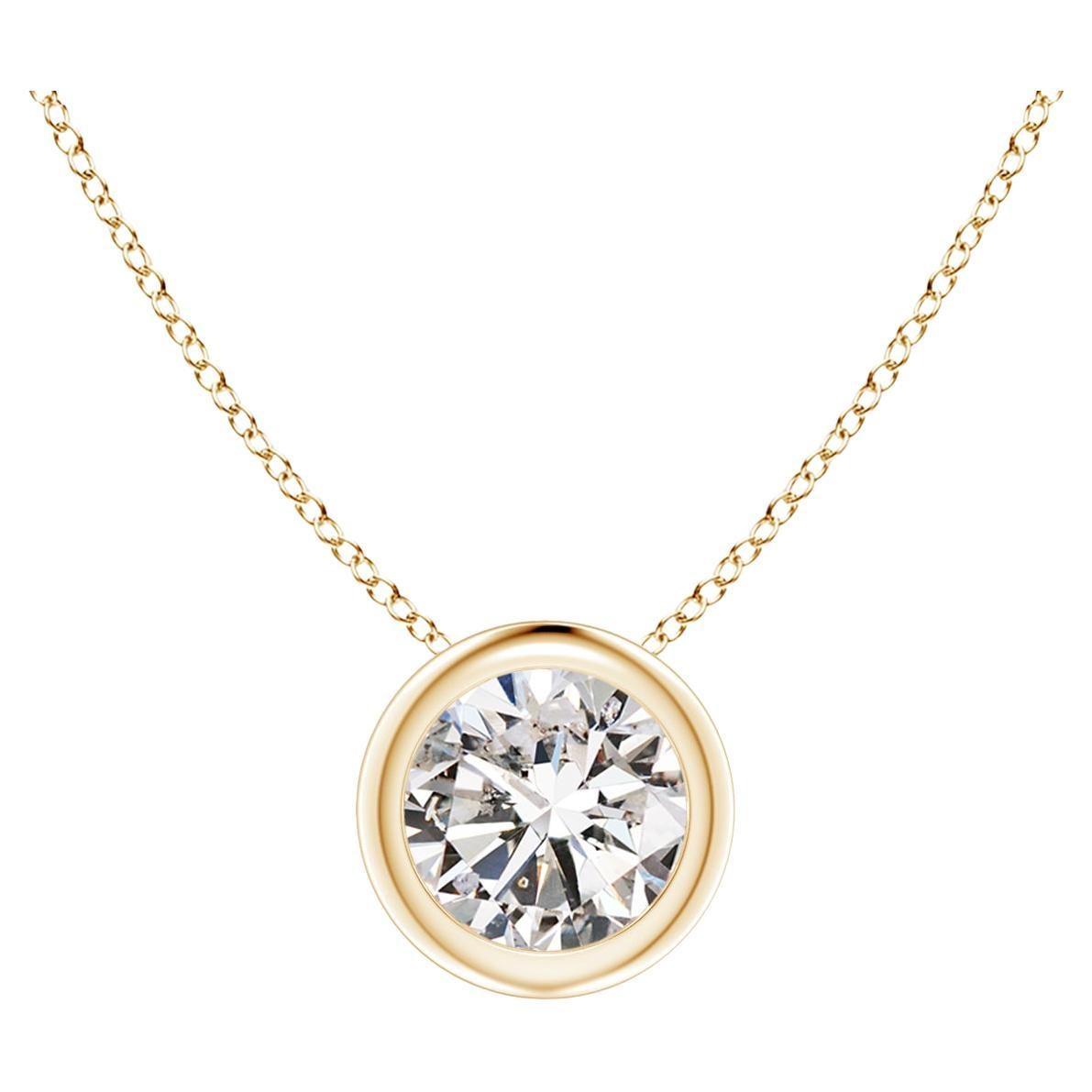 ANGARA Natural Round 0.5ct Diamond Solitaire Pendant in 14K Yellow Gold For Sale