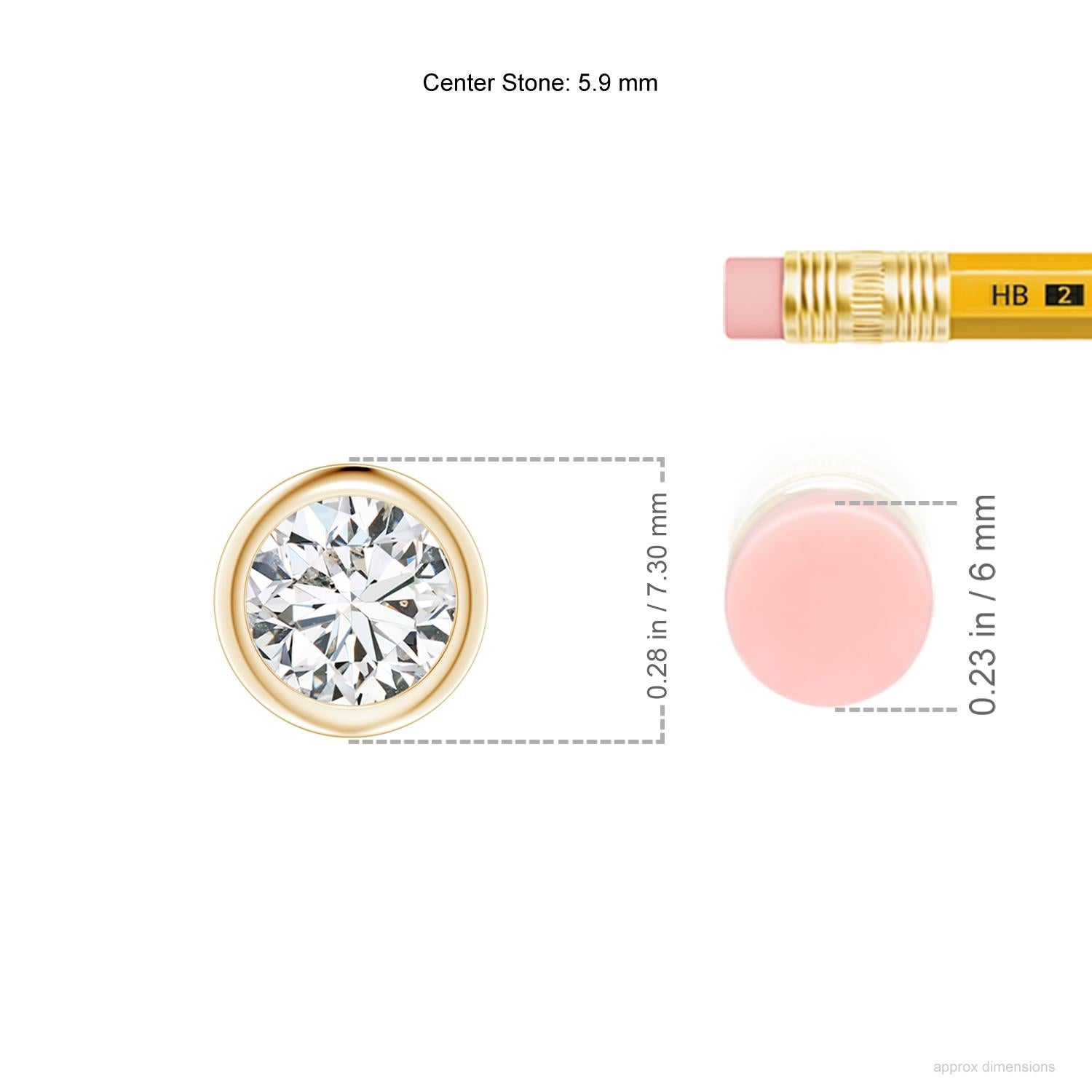 This classic solitaire diamond pendant's beautiful design makes the center stone appear like it's floating on the chain. The sparkling diamond is secured in a bezel setting. Crafted in 14k yellow gold, this round diamond pendant makes an elegant