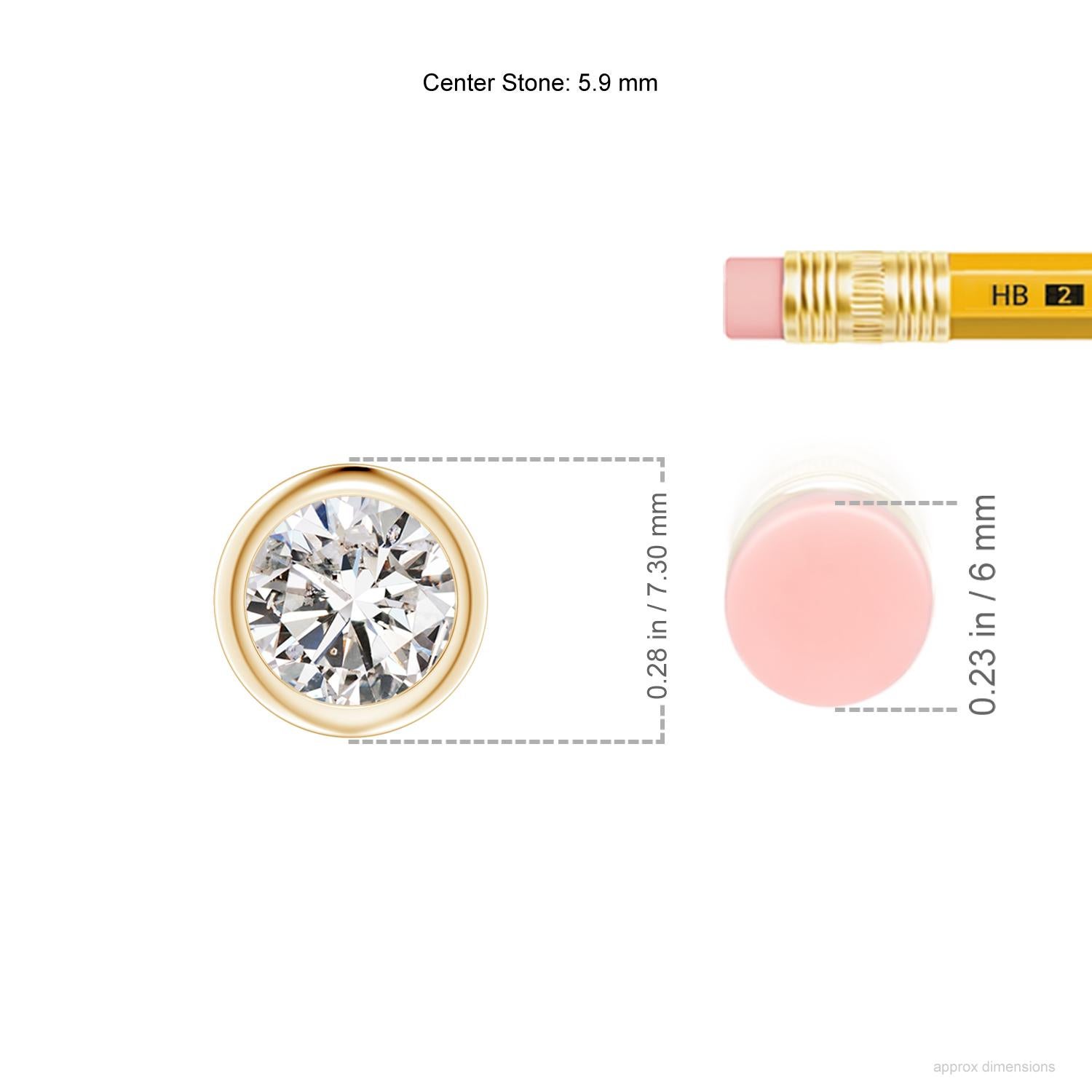 This classic solitaire diamond pendant's beautiful design makes the center stone appear like it's floating on the chain. The sparkling diamond is secured in a bezel setting. Crafted in 14k yellow gold, this round diamond pendant makes an elegant