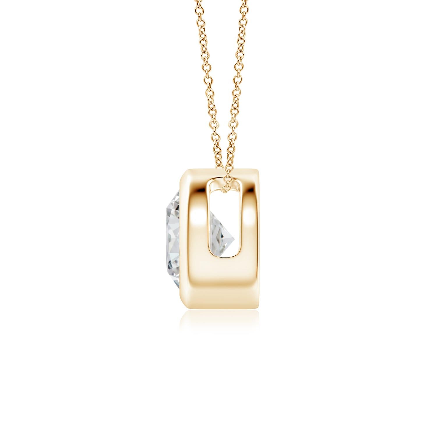 Round Cut ANGARA Natural Round 0.75ct Diamond Solitaire Pendant in 14K Yellow Gold For Sale