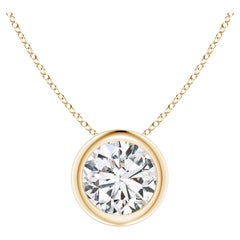 ANGARA Natural Round 0.75ct Diamond Solitaire Pendant in 14K Yellow Gold