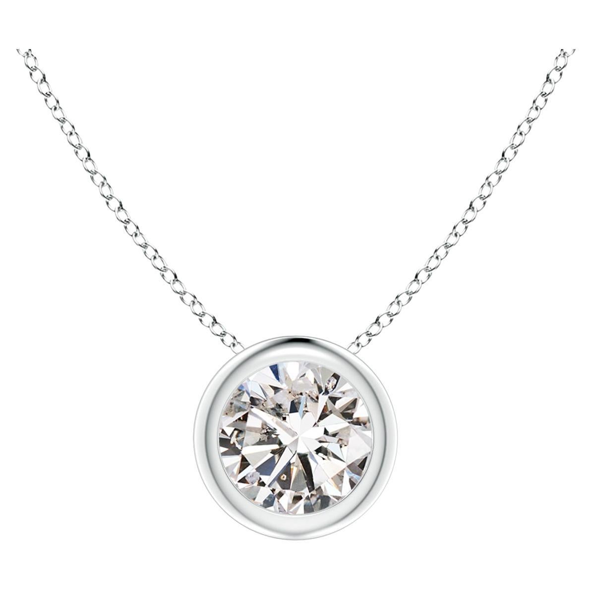 ANGARA Pendentif solitaire en platine avec diamants ronds naturels de 0,5 carat en vente