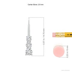 Angara Natural Round Diamond Three Stone Leverback Earrings in 14K Solid Gold