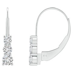 Boucles d
oreilles à levier en or massif 14K avec trois pierres en diamant rond naturel Angara